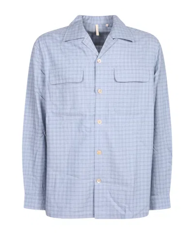 Sunflower Straight-hem Checked Shirt In Blue