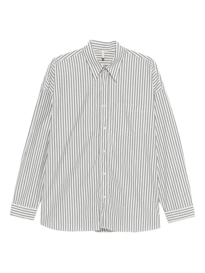 Sunflower Striped Cotton Shirt In Gray