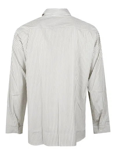 Sunflower Stripe Poplin Shirt Long Sleeve Design In White