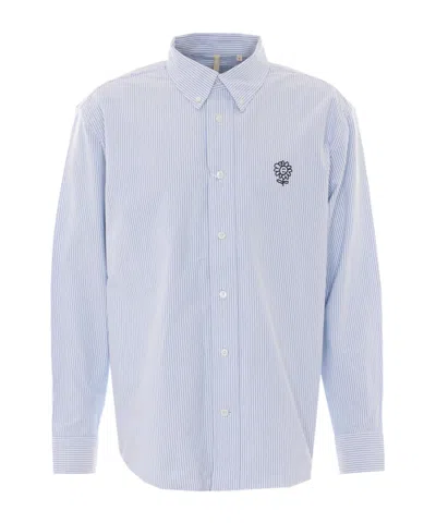 Sunflower Striped Embroidered Logo Shirt In Blue