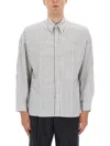 Sunflower Vertical Striped Charcoal Shirt With Classic Collar And Buttoned Cuffs In Neutral