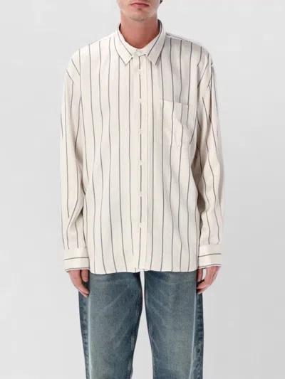 Sunflower Striped Shirt Long Sleeves Chest Pocket In Neutral