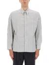Sunflower Vertical Striped Charcoal Shirt With Classic Collar And Buttoned Cuffs In Neutral