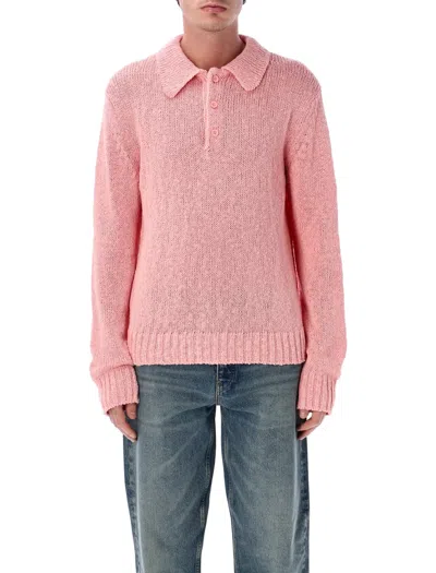 Sunflower Cotton Linen Polo Sweater In Pink