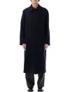 Sunflower Italian Wool Long Coat In Navy In Blue
