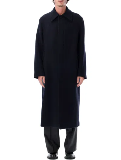 Sunflower Italian Wool Long Coat In Navy In Blue