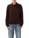 Sunflower Polo Neck Brown Wool Sweater With Button Fastening In Brown