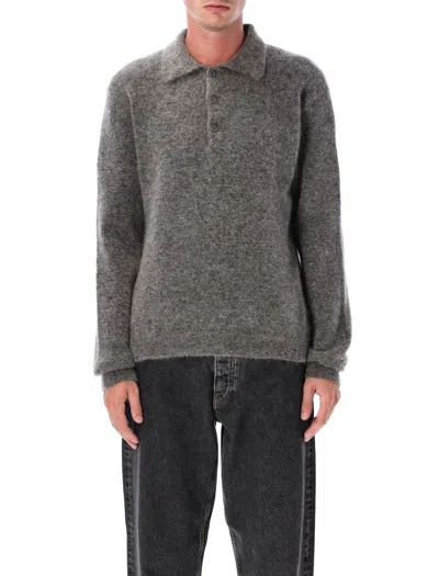 Sunflower Mohair Blend Polo Sweater In Gray