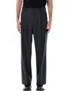 Sunflower Wide-leg Wool Twill Trousers In Grey In Black