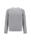 Sunflower Regular Fit Long Sleeve Knit Sweater In Grey Melange
