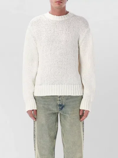 Sunflower Textured Crew Neck Organic Cotton Sweater In Gray