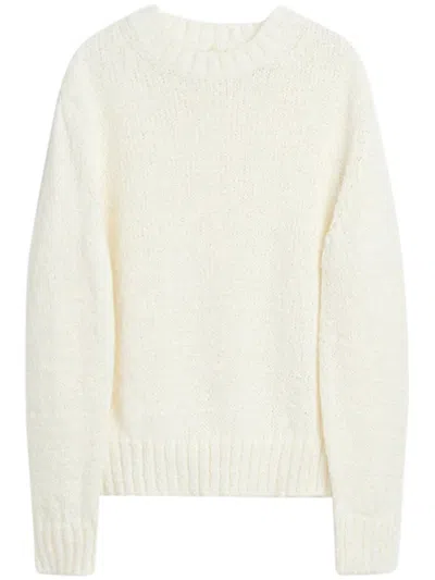 Sunflower Textured Knit Sweater With Classic Crew Neckline In Neutral