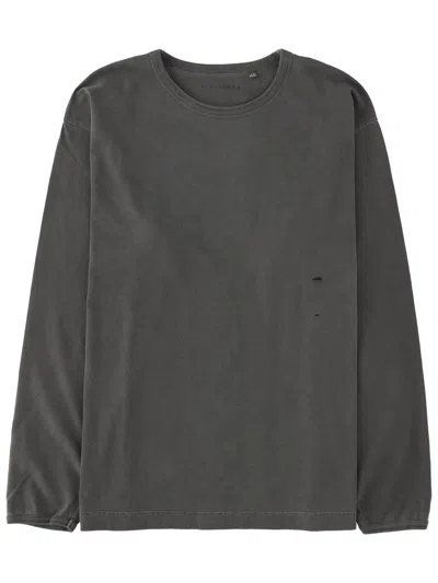 Sunflower Long Sleeve T Shirt Distressed Detail In Gray