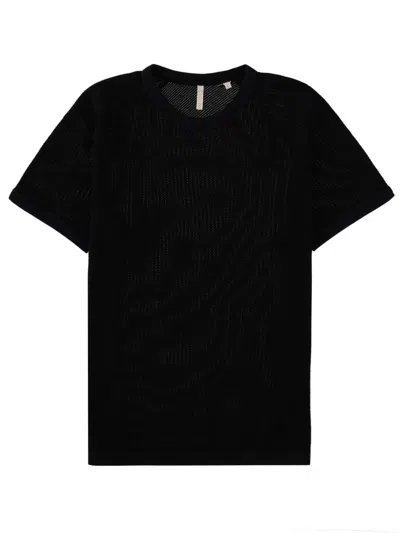 Sunflower Black Perforated Crew Neck T-shirt
