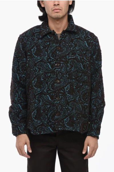 Sunflower Two-tone Jacquard Ralf Overshirt With Breast Pocket In Black