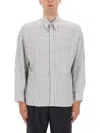 Sunflower Vertical Striped Charcoal Shirt With Classic Collar And Buttoned Cuffs In Neutral