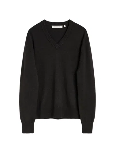 Sunflower V-neck Knitted Sweater In Black
