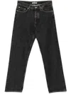 Sunflower Classic Straight-leg Black Cotton Jeans With Button Fly And Five-pocket Design In Black