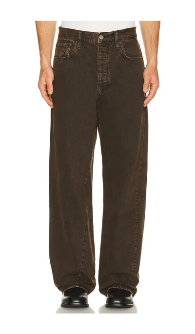Sunflower Wide Twist Denim Pants In Brown