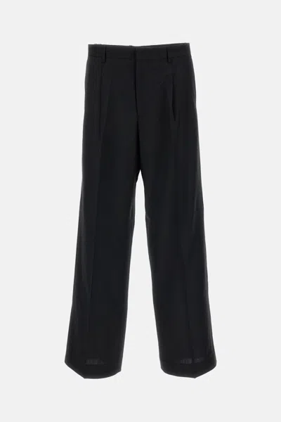 Sunflower Wide-leg Trousers In Fresco Wool Fabric In Black