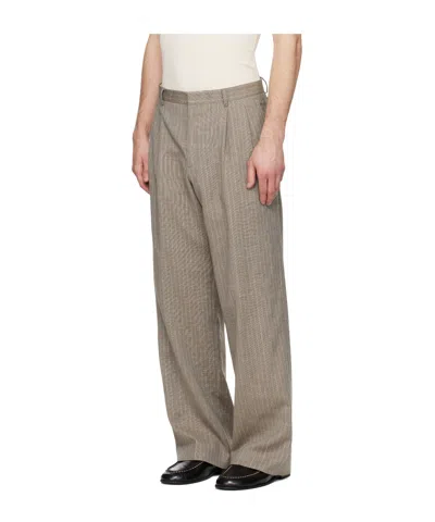 Sunflower Wide-pleated Striped Casual Pants In Brown
