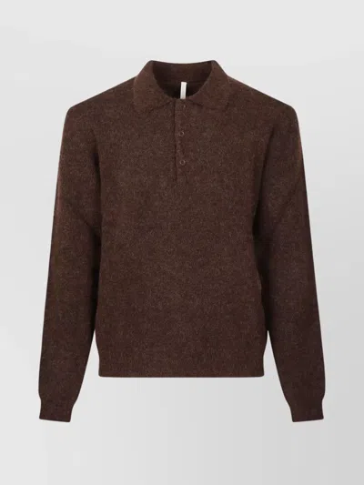 Sunflower Wool Polo Neck Sweater With Long Sleeves In Brown