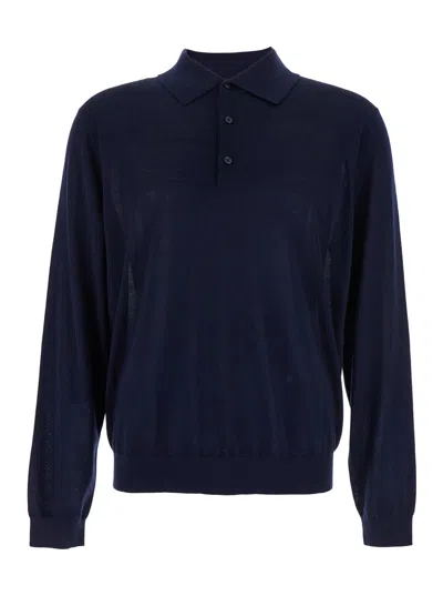 Sunflower Wool Polo Shirt In Blue