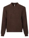 Sunflower Polo Neck Brown Wool Sweater With Button Fastening In Brown