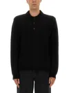 Sunflower Black Polo Shirt With Classic Collar And Ribbed Trims In Black