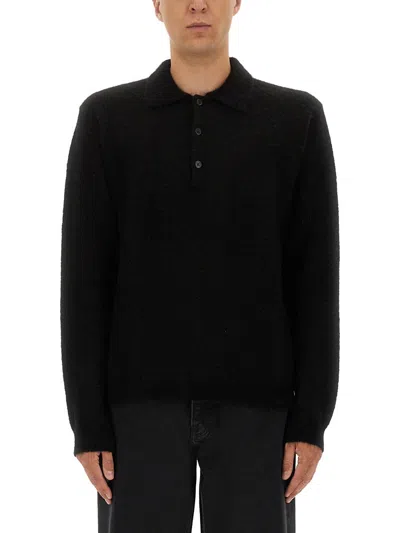 Sunflower Wool Sweater With Polo Collar In Black