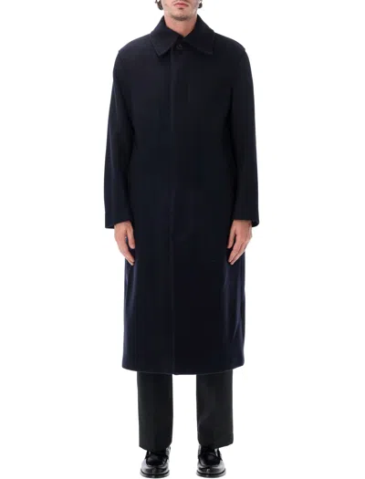Sunflower Wool-blend Long Overcoat In Blue