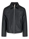 Sunflower Black Crop Jacket With Classic Collar And Dropped Shoulders In Black