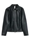 Sunflower Black Crop Jacket With Classic Collar And Dropped Shoulders In Leather Man In Black