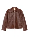 Sunflower Zip-up Leather Jacket In Brown