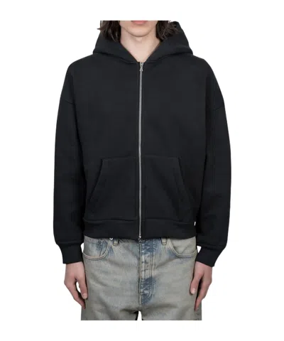 Sunflower Zippered Hooded Cardigan In Black