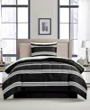 Sunham Aiden Striped 8-pc. Comforter Sets, Exclusively At Macy's In Black,white
