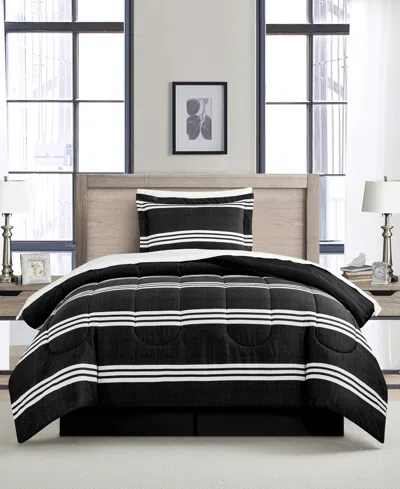 Sunham Aiden Striped 8-pc. Comforter Sets, Exclusively At Macy's In Black,white