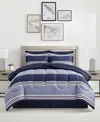 Sunham Aiden Striped 8-pc. Comforter Sets, Exclusively At Macy's In Blue