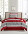 Sunham Aiden Striped 8-pc. Comforter Sets, Exclusively At Macy's In Red,gray