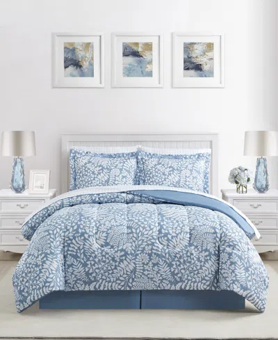 Sunham Botanica 8-pc. Printed Reversible Comforter Set, Created For Macy's In Blue