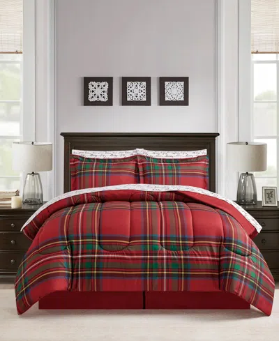 Sunham Holiday Script 8-pc. Comforter Set, Exclusively At Macy's In Red