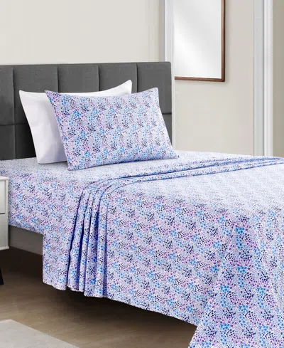 Sunham Microfiber Easy Care Printed 3-pc. Sheet Set, Twin In Blue Floral