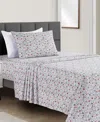 Sunham Microfiber Easy Care Printed 3-pc. Sheet Set, Twin In Sketch Floral