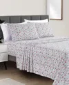 Sunham Microfiber Easy Care Printed 4-pc. Sheet Set, King In Sketch Floral