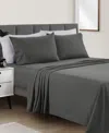 Sunham Microfiber Easy Care Solid 4-pc. Sheet Set, California King In Dark Gray