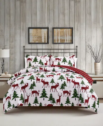 Sunham Plaid Deer Reversible 3-pc. Comforter Sets In Red