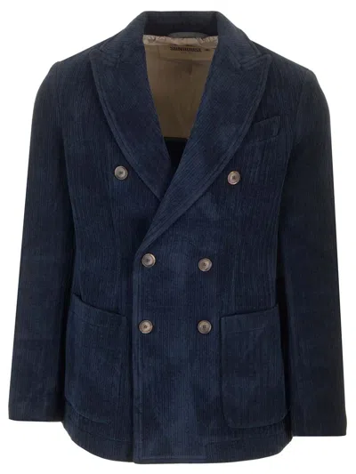 Sunhouse Double-breasted Velvet Jacket Jackets Blue