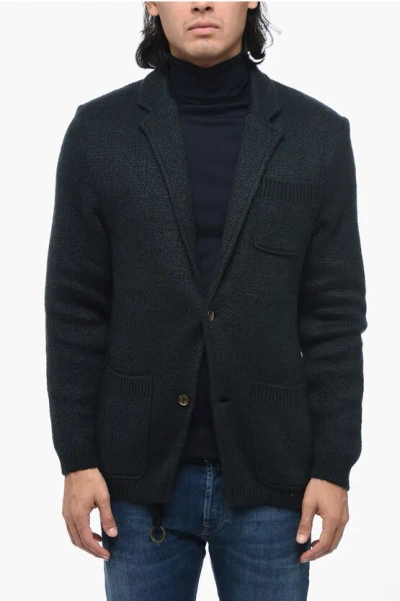 Sunhouse Knitted Blazer With Horn Buttons In Black