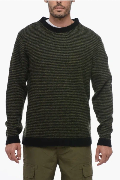 Sunhouse Two-tone Striped Sandro Crew-neck Jumper In Green