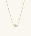 Sunjewels Pavé Diamond Evil Eye Necklace In White